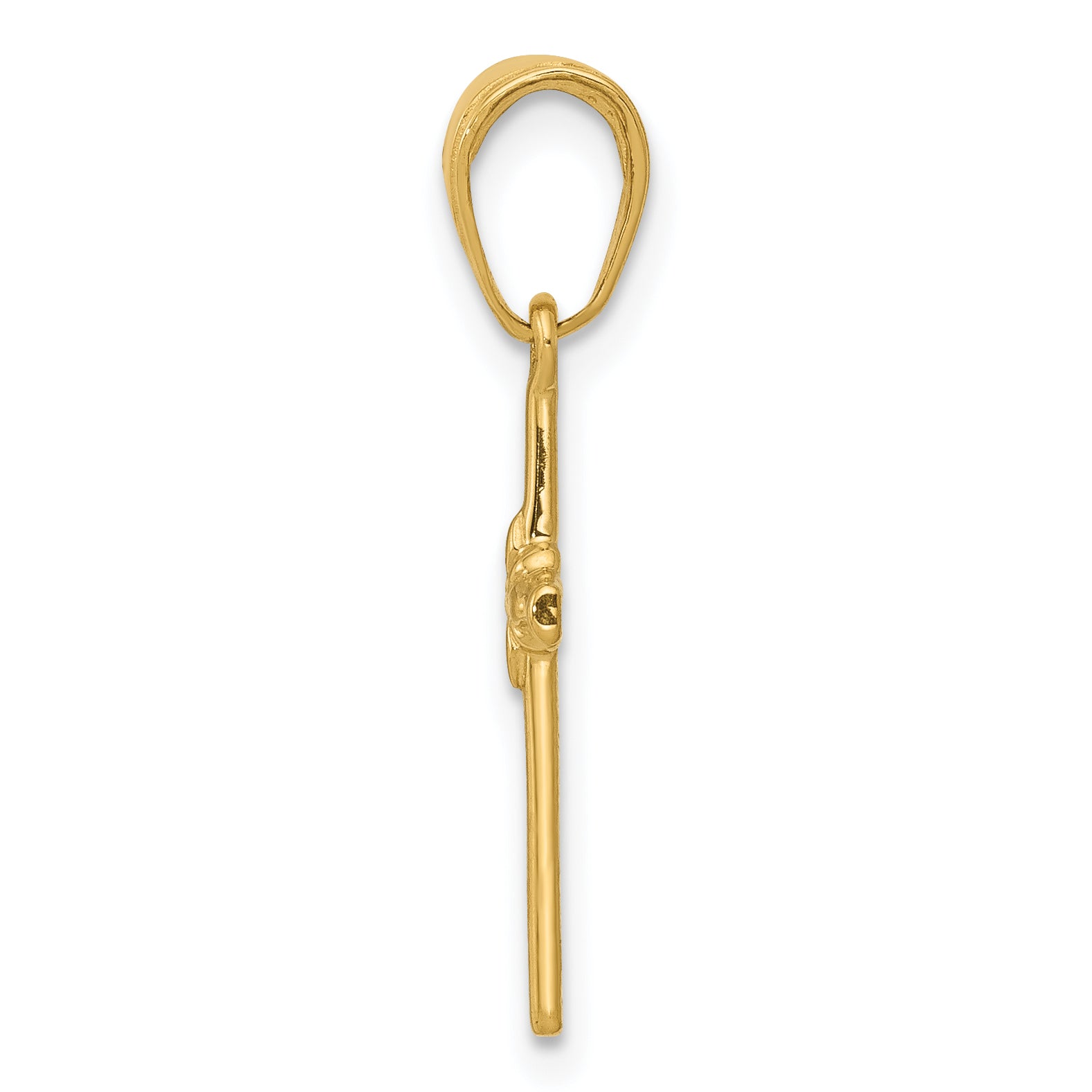 14K Yellow Gold Polished Cross Charm with Flat Back Elegant