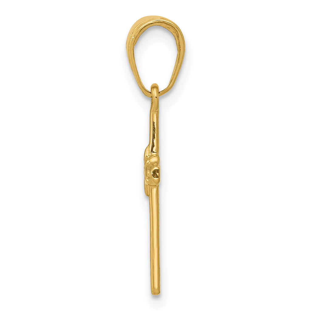 14K Yellow Gold Polished Cross Charm with Flat Back Elegant