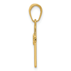 14K Yellow Gold Polished Cross Charm with Flat Back Elegant