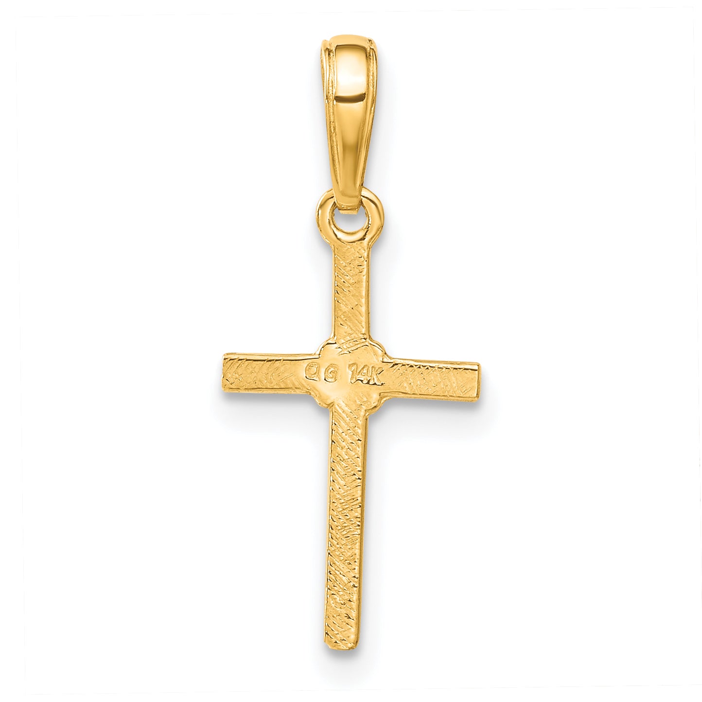 14K Yellow Gold Polished Cross Charm with Flat Back Elegant