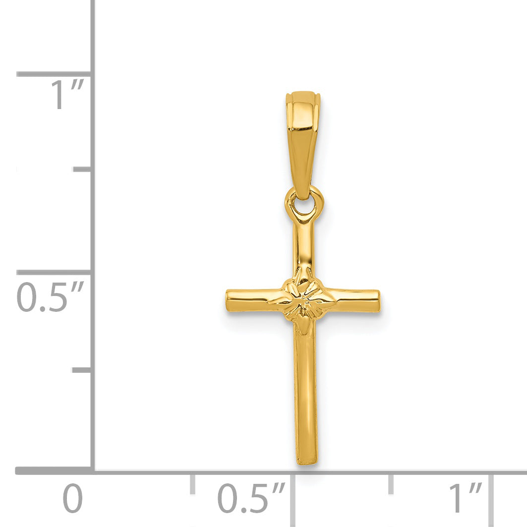 14K Yellow Gold Polished Cross Charm with Flat Back Elegant