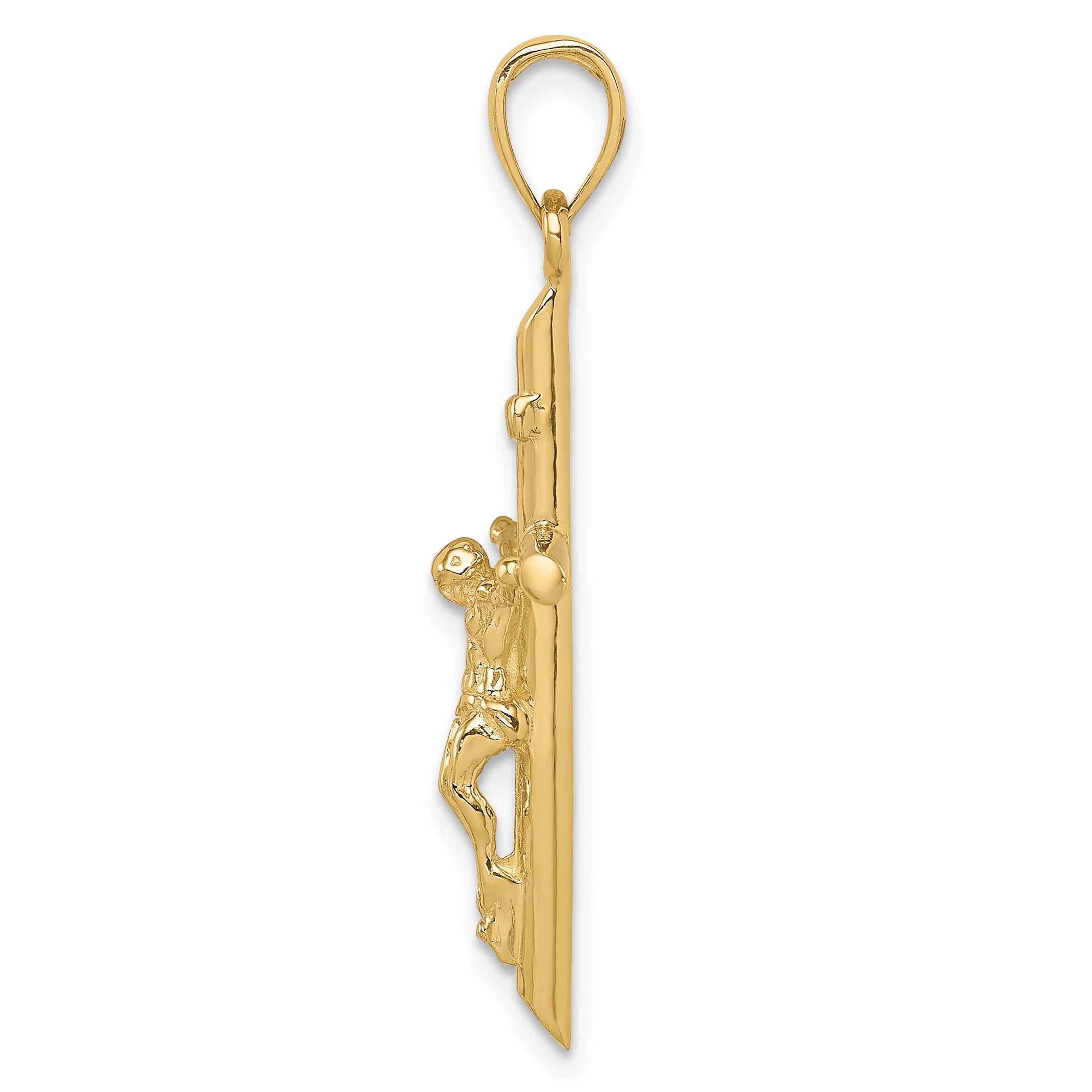 14K Gold INRI Crucifix Pendant with Polished Finish, Solid Design Secondary image