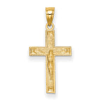 14K Gold Diamond-Cut Crucifix Pendant with Polished Brushed Finish