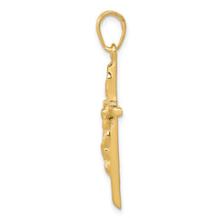 14K Gold Crucifix Pendant with Polished Solid Design  Timeless Elegance