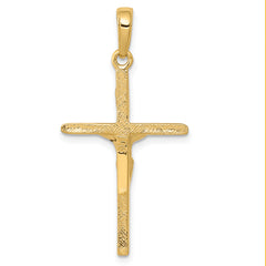 14K Gold Crucifix Pendant with Polished Solid Design  Timeless Elegance