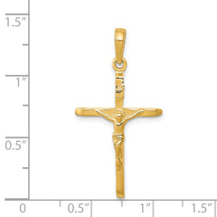 14K Gold Crucifix Pendant with Polished Solid Design  Timeless Elegance