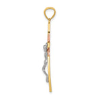14K Tri-Color Gold Crucifix Pendant with Solid Cast Design
