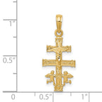14K Gold Cara Vaca Crucifix Pendant Solid Cast, Elegant Religious Charm