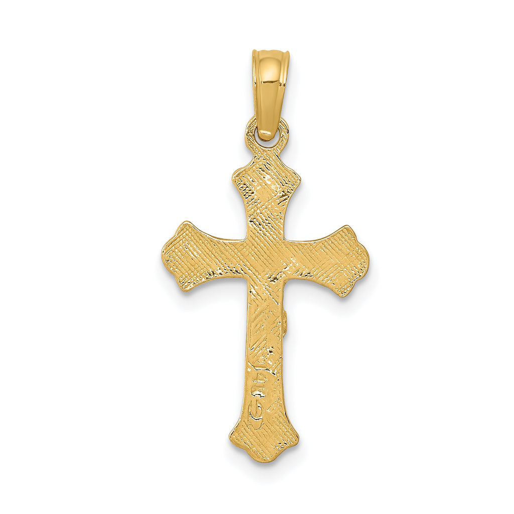 14K Gold INRI Crucifix Charm Solid Casted Pendant 26mm
