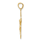 14K Gold Diamond-Cut Crucifix Pendant with Solid Cast Design