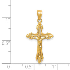 14K Gold Diamond-Cut Crucifix Pendant with Solid Cast Design