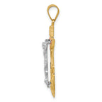 14K Tri-Color Gold Mariner's Cross Pendant with Diamond-Cut Textured Finish