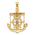 14K Tri-Color Gold Mariner's Cross Pendant with Diamond-Cut Textured Design