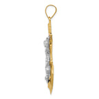 14K Tri-Color Gold Mariner's Cross Pendant with Diamond-Cut Texture