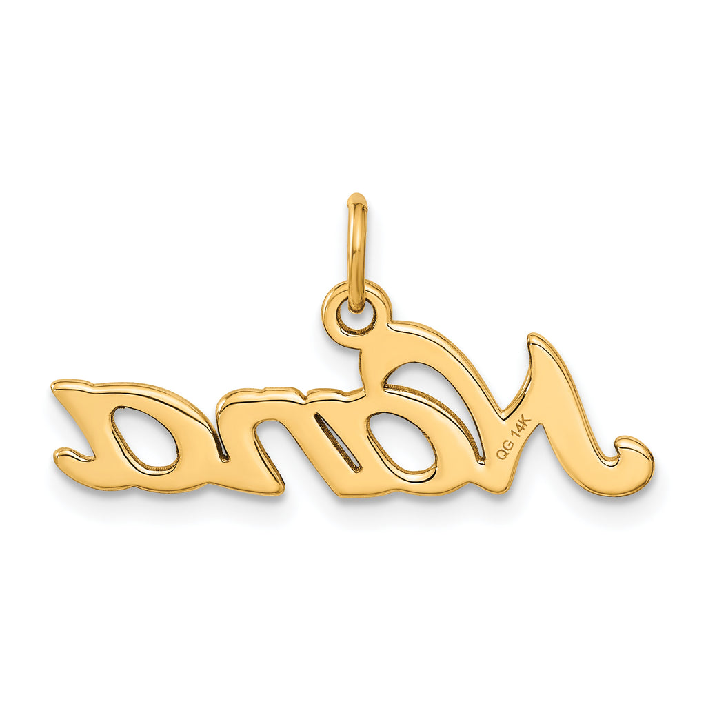 14K Satin Gold NANA Charm with Brushed Finish  Elegant & Themed