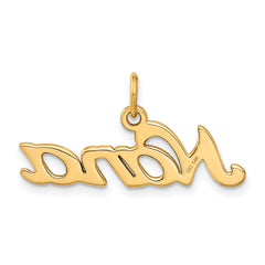 14K Satin Gold NANA Charm with Brushed Finish  Elegant & Themed