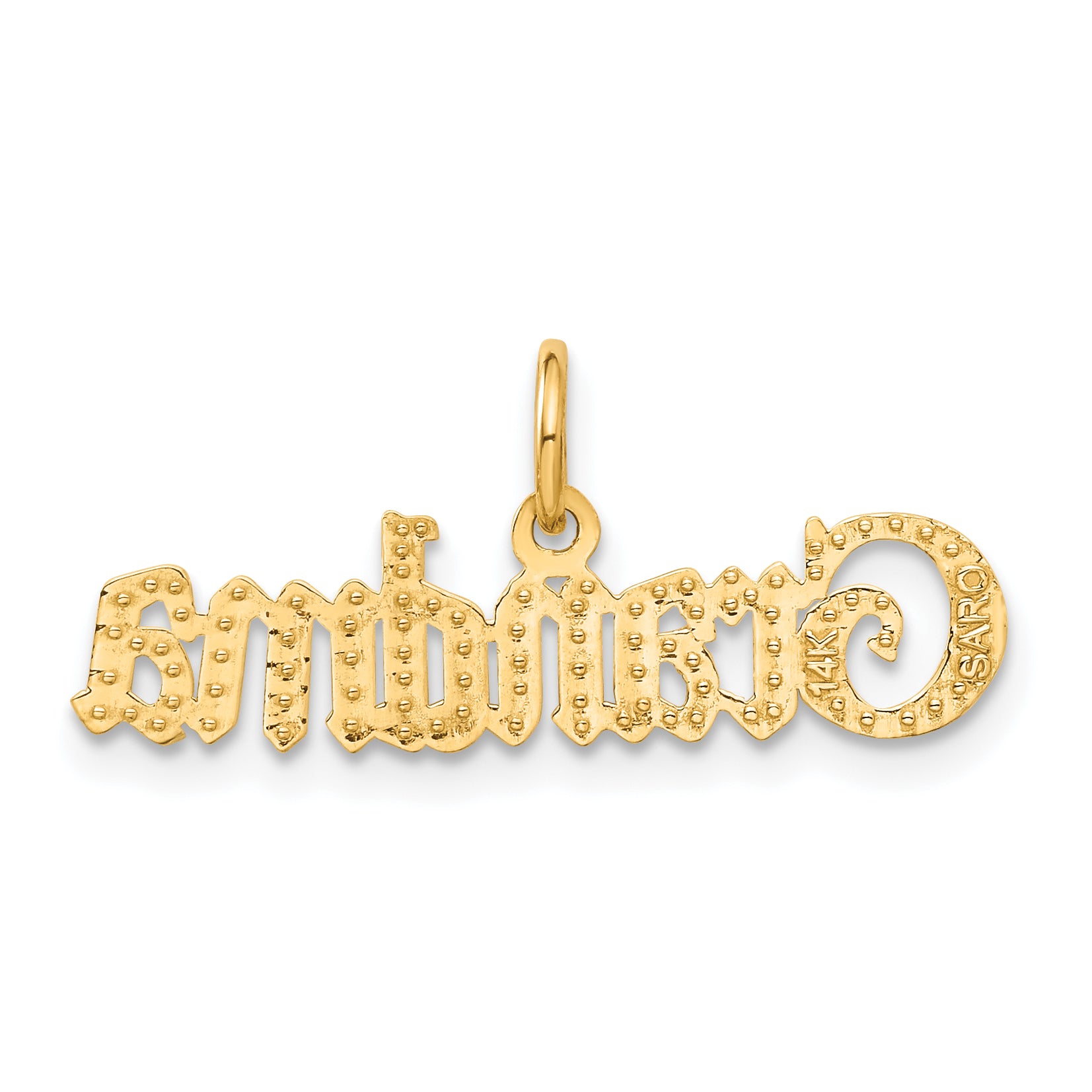 14K Gold Grandma Charm Pendant with Flat Back Elegant & Gift Ready