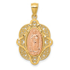14k Two-tone Rose Virgin Mary Pendant