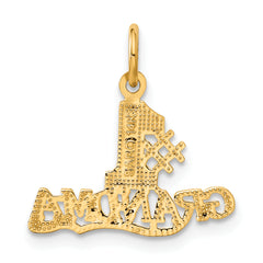 14K Gold #1 Grandma Charm with Flat Back  Gift Ready and Elegant Design