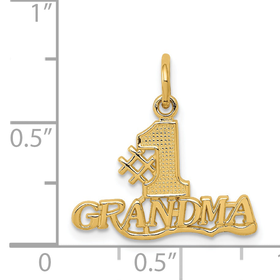 14K Gold #1 Grandma Charm with Flat Back  Gift Ready and Elegant Design