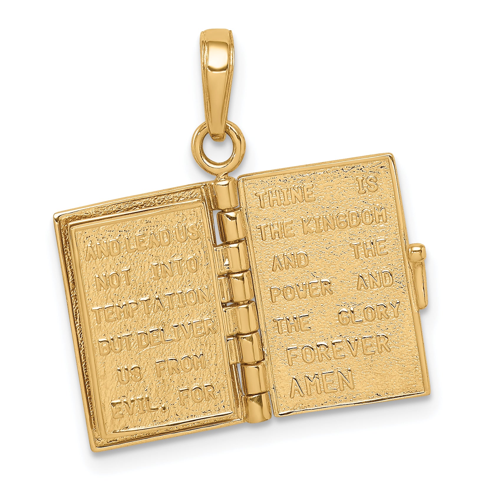 14K Gold 3D Lord's Prayer Bible Pendant  Solid, Casted Design
