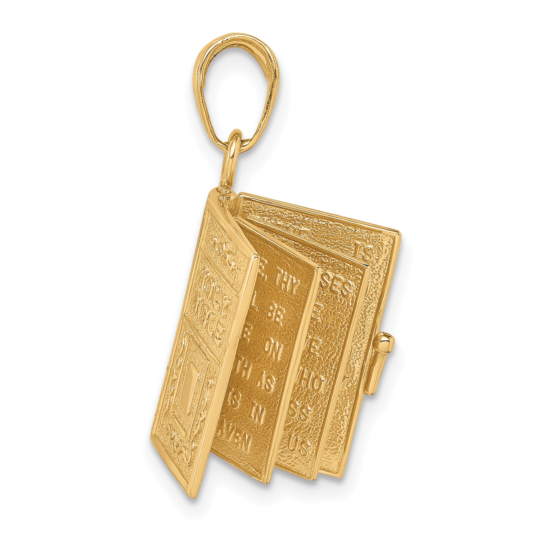 14K Gold 3D Lord's Prayer Bible Pendant  Solid, Casted Design