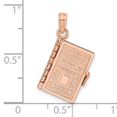 14k Rose Gold 3-D Holy Bible w/ Lord's Prayer Moveable Charm