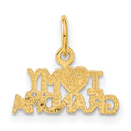 14K Gold I Heart My Grandma Charm  Gift Ready, Flat Back Design