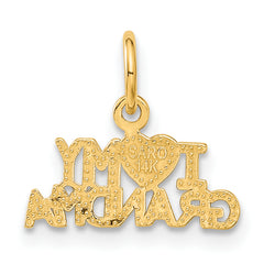 14K Gold I Heart My Grandma Charm  Gift Ready, Flat Back Design