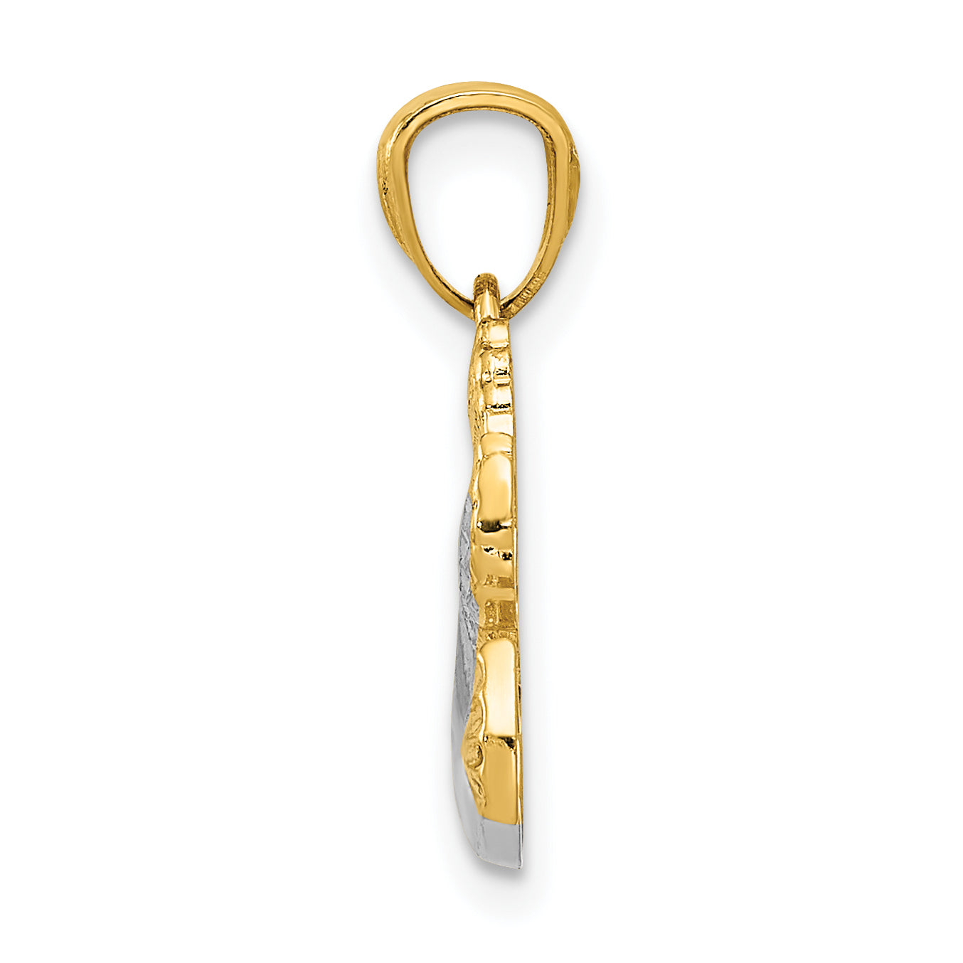 14K Gold Rhodium Polished Dove Pendant with Olive Branch  Elegant Symbol of Peace Secondary image