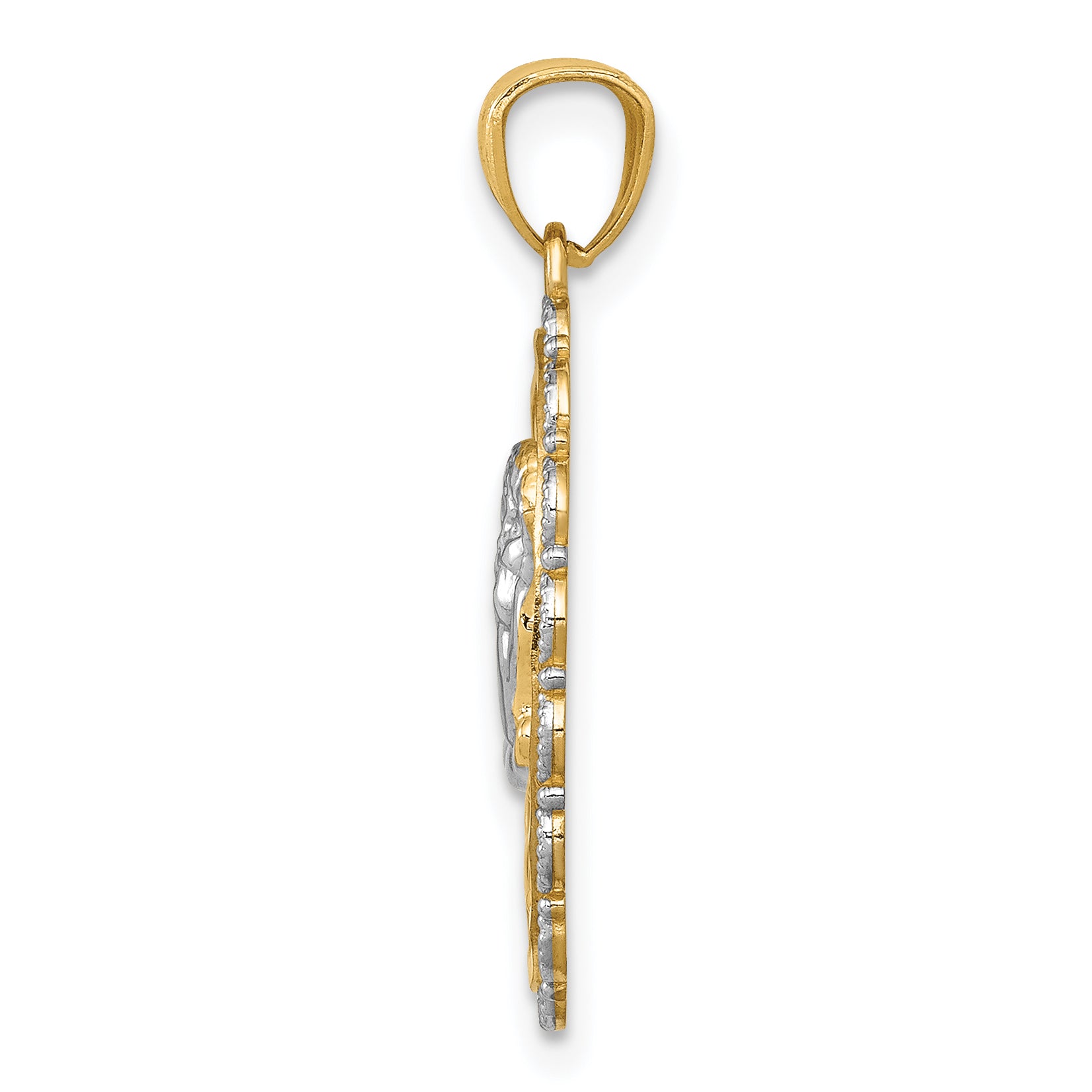 14K Gold Angel Pendant with Rhodium Plating  Solid Cast Design Secondary image
