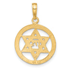 14K Gold Jewish Chai Pendant in Star of David Elegant Cast Design