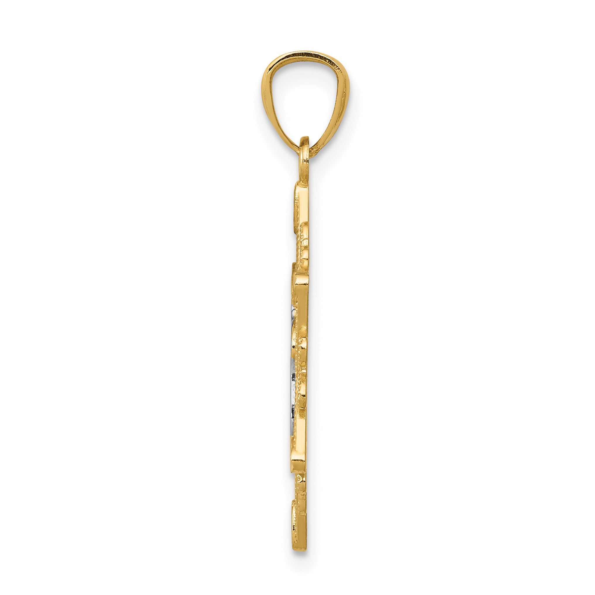 14K Gold Star of David Pendant with Rhodium Plating  Solid & Elegant Design Secondary image