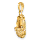 14K Gold 3D Baby Shoe Pendant with Bow  Elegant Casted Charm.