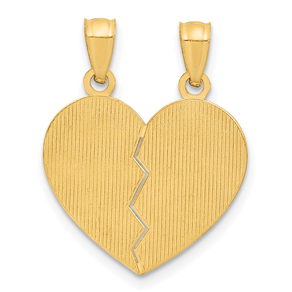 14K Gold Best Friends Heart Pendant Set with Polished Finish