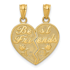 14k BEST FRIENDS Heart Break Apart Pendants