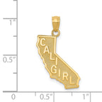 14K Gold CALI GIRL State Map Pendant with Textured Back in Polished Finish