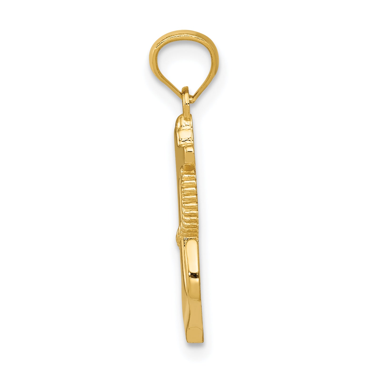 14K Gold Men's Anchor Pendant with Polished Solid Cast Design Secondary image