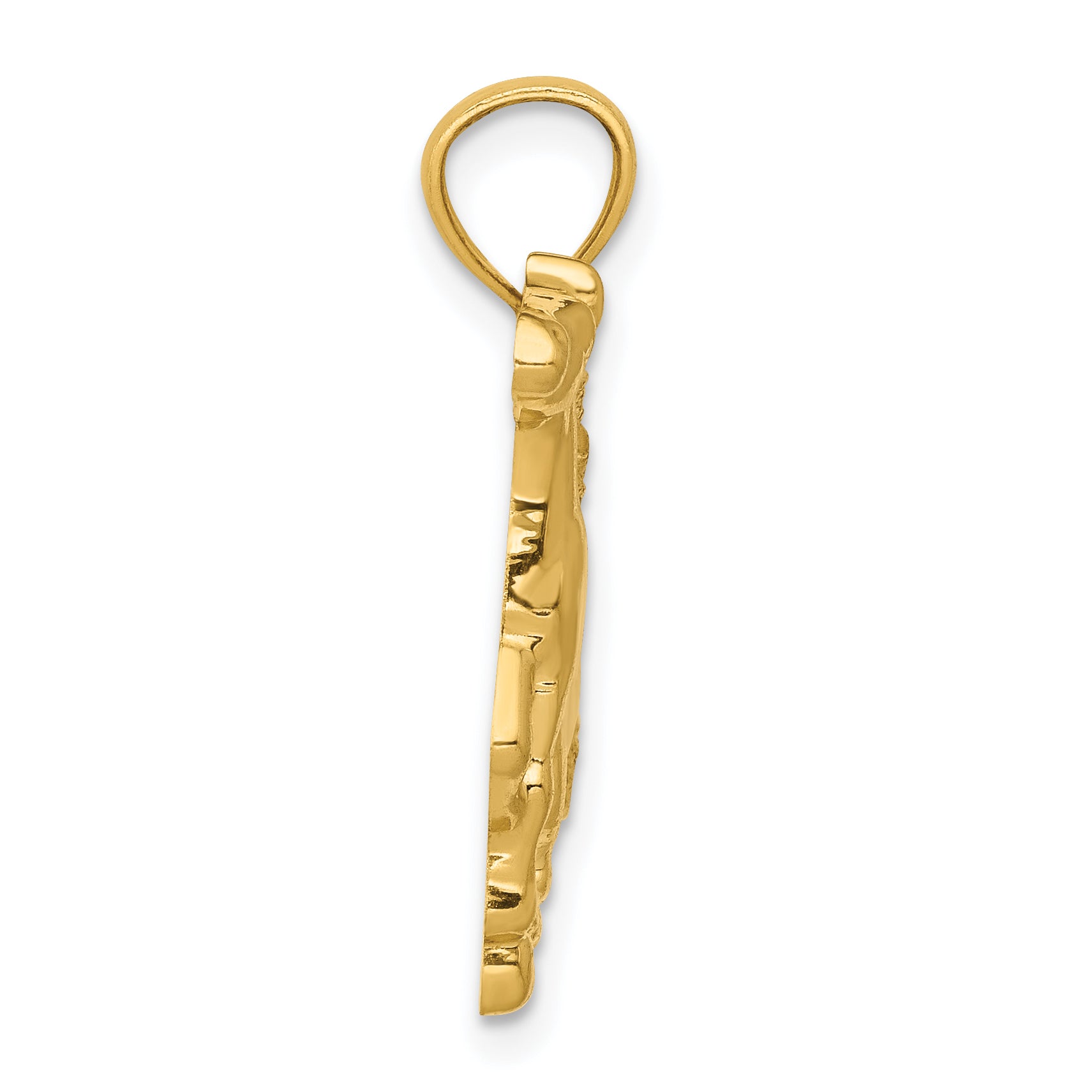14K Polished Gold Horse Pendant for Men with Diamond-Cut Detailing
