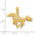 14K Polished Gold Horse Pendant for Men with Diamond-Cut Detailing