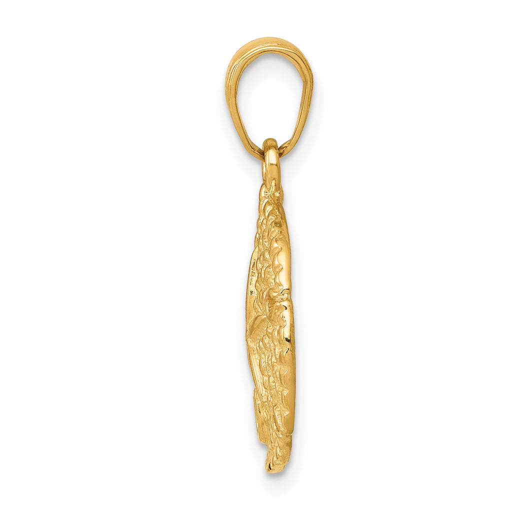 14K Gold Sand Dollar Pendant for Men with Polished Finish