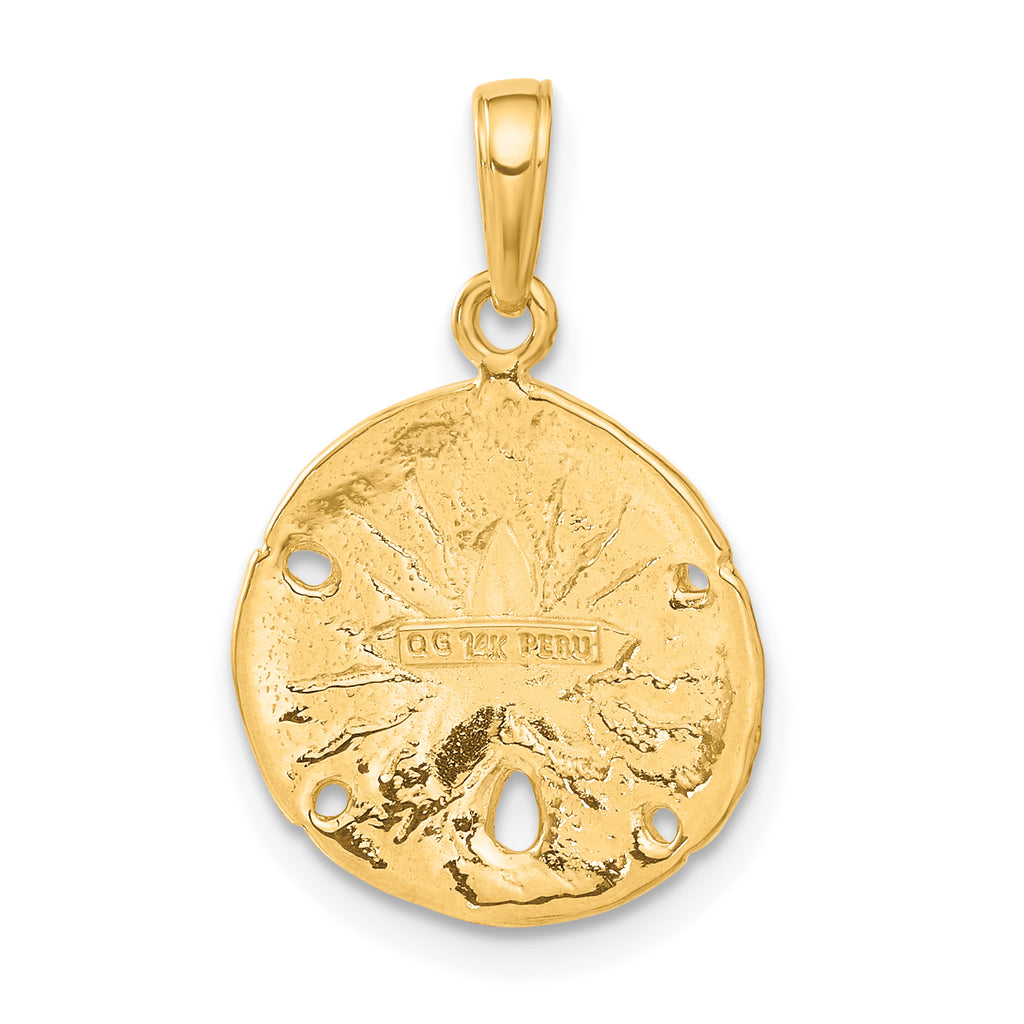 14K Gold Sand Dollar Pendant for Men with Polished Finish