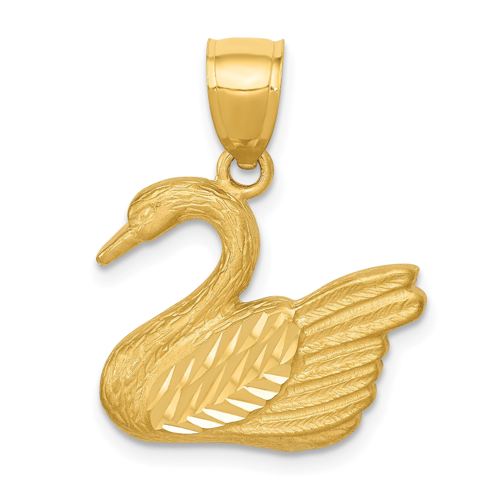 14K Diamond-cut Swan Pendant Main image