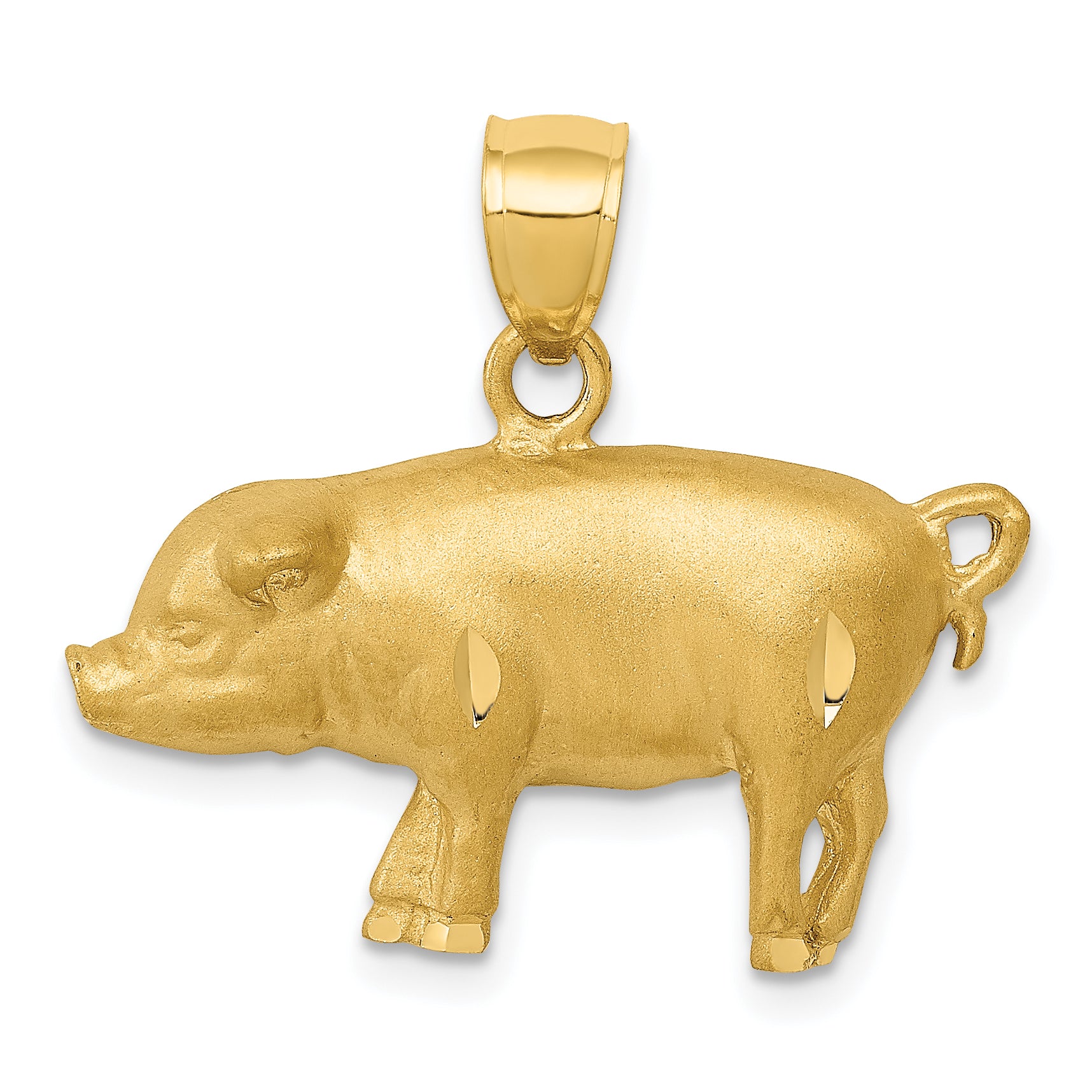 14K Diamond-cut Pig Pendant Main image