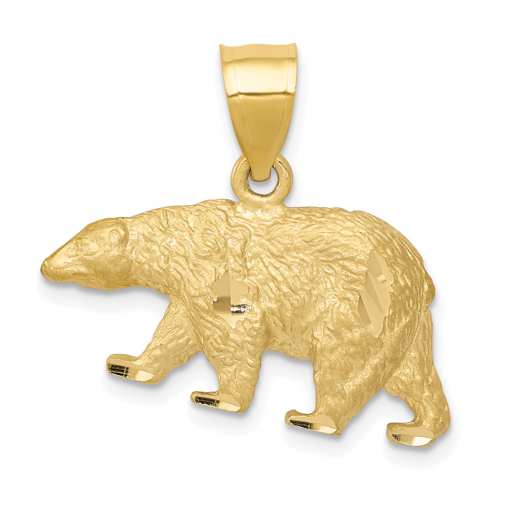 14K Diamond-cut Bear Pendant Main image