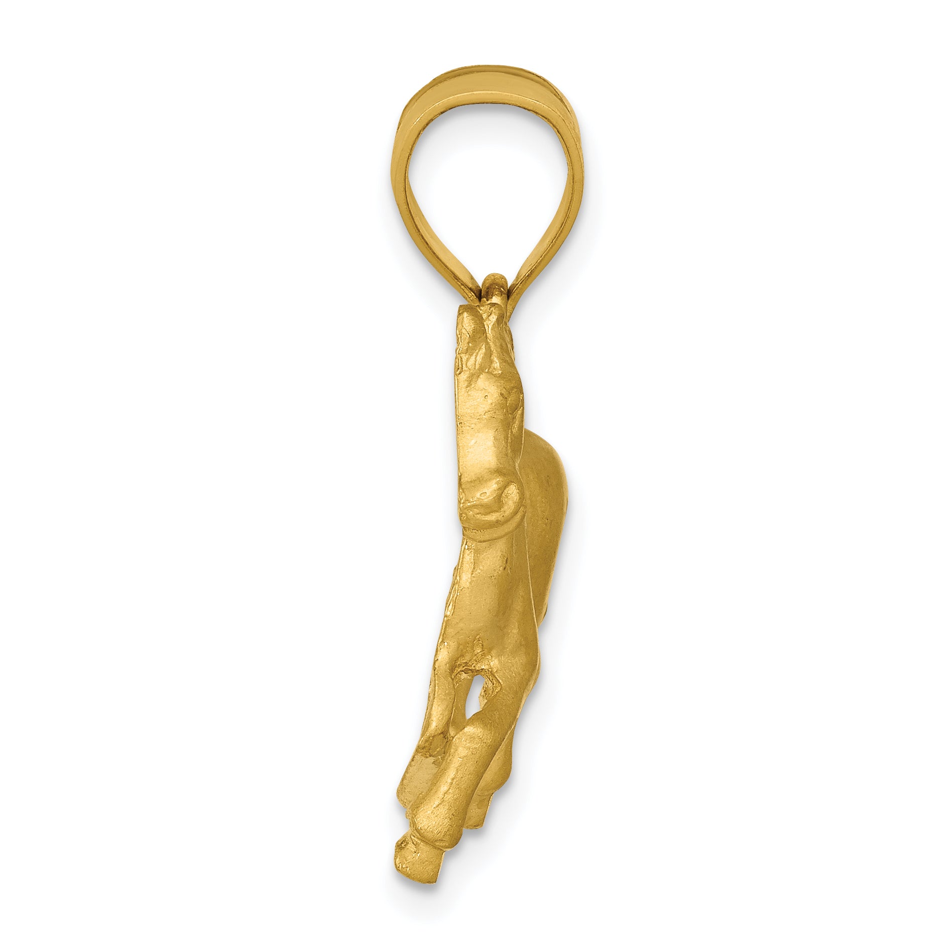 14K Gold Diamond-Cut Horse Pendant for Men with Brushed Finish by Sophia Jewelers Secondary image