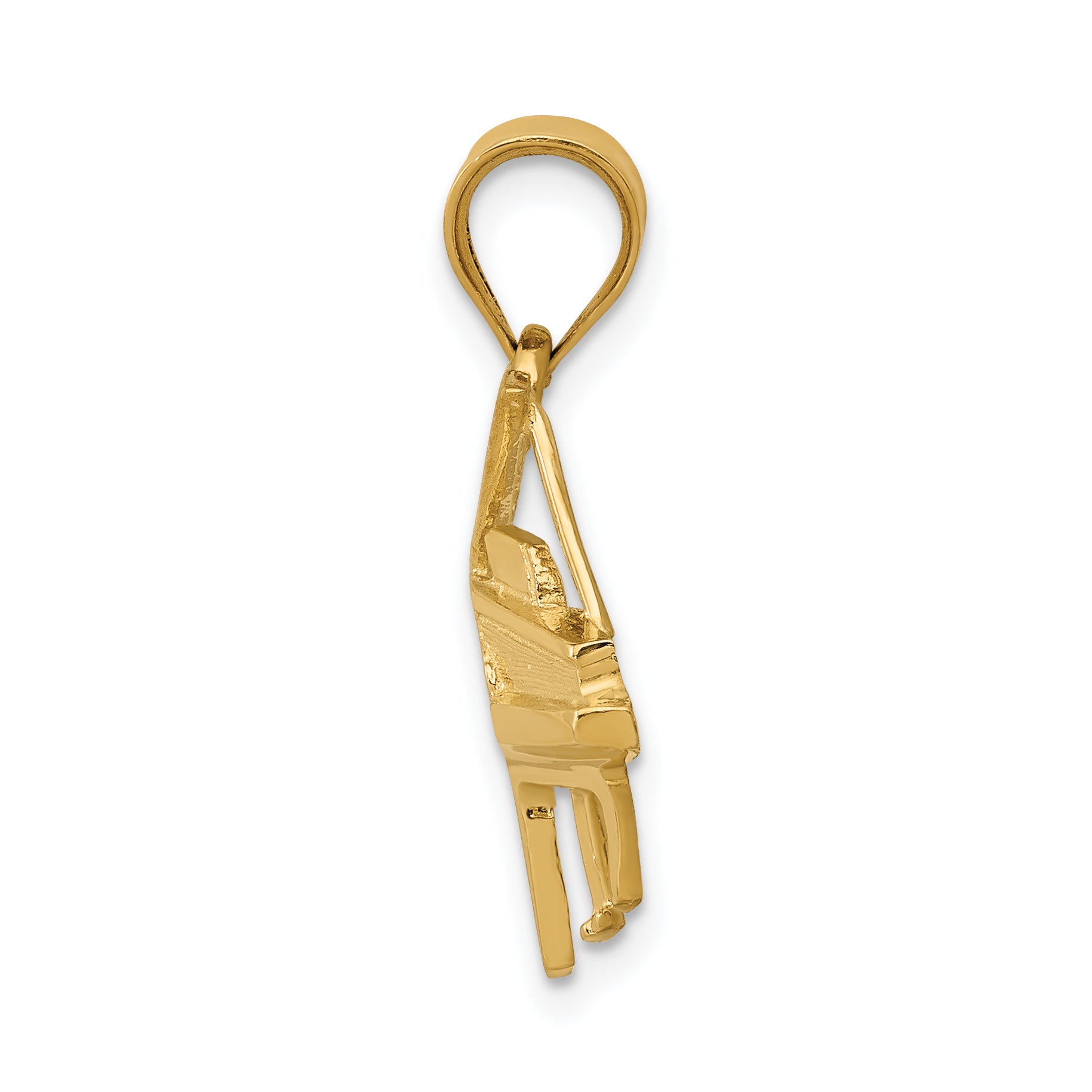 14K Gold Polished Piano Charm with Textured Back and Solid Design Secondary image