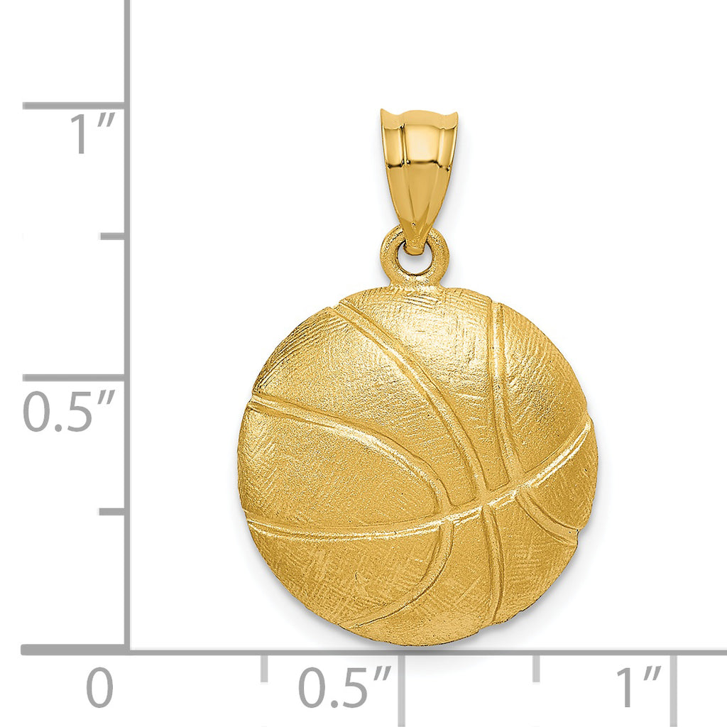 14K Gold Men's Basketball Charm with Polished Brushed Finish  Solid, Textured Design