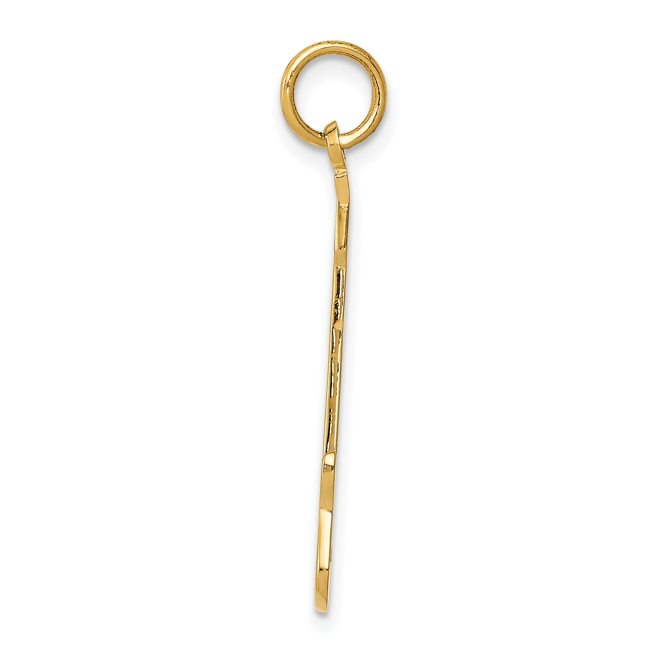 14K Gold Guitar Charm Pendant with Polished Finish for Men