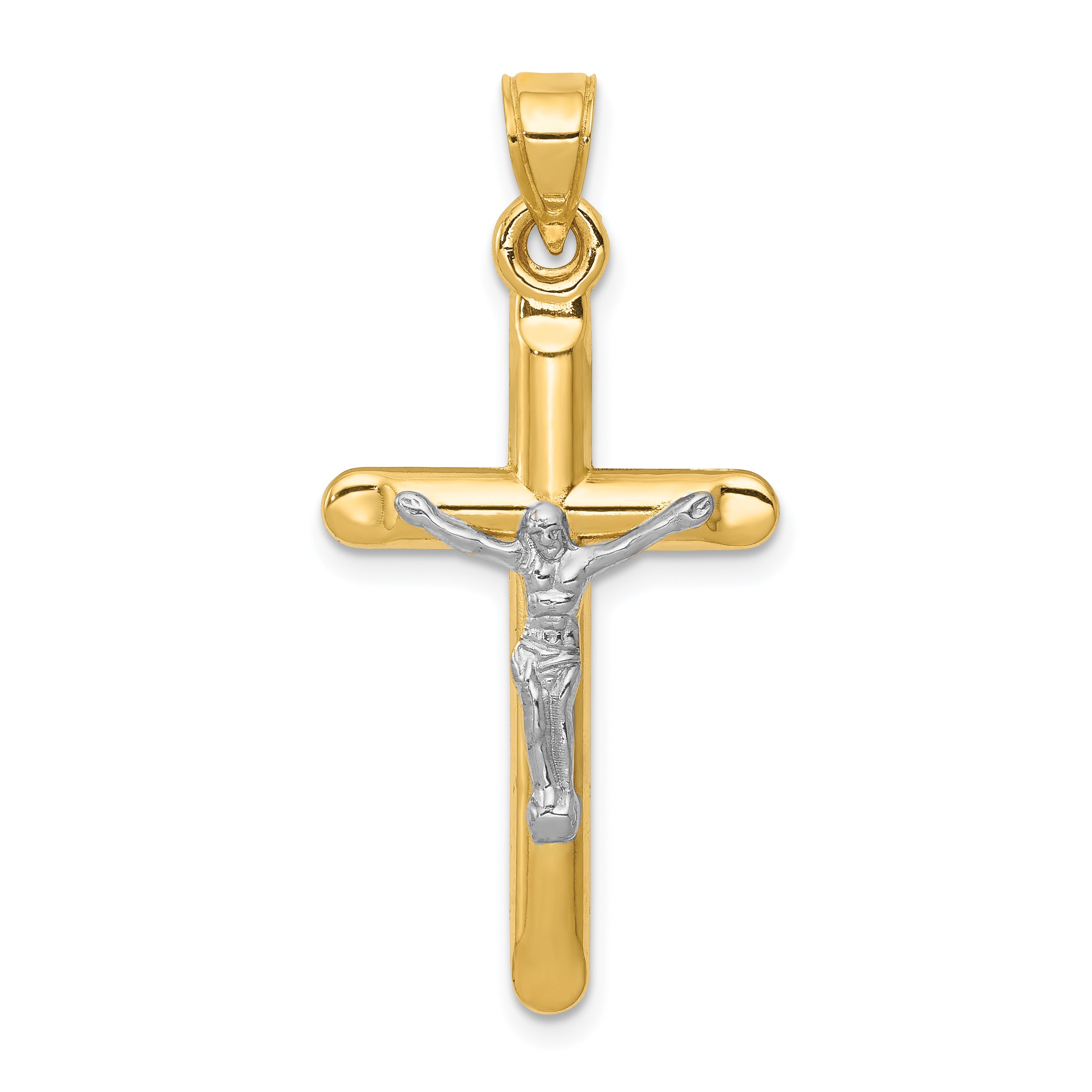 14k Two-tone Hollow Crucifix Pendant Main image